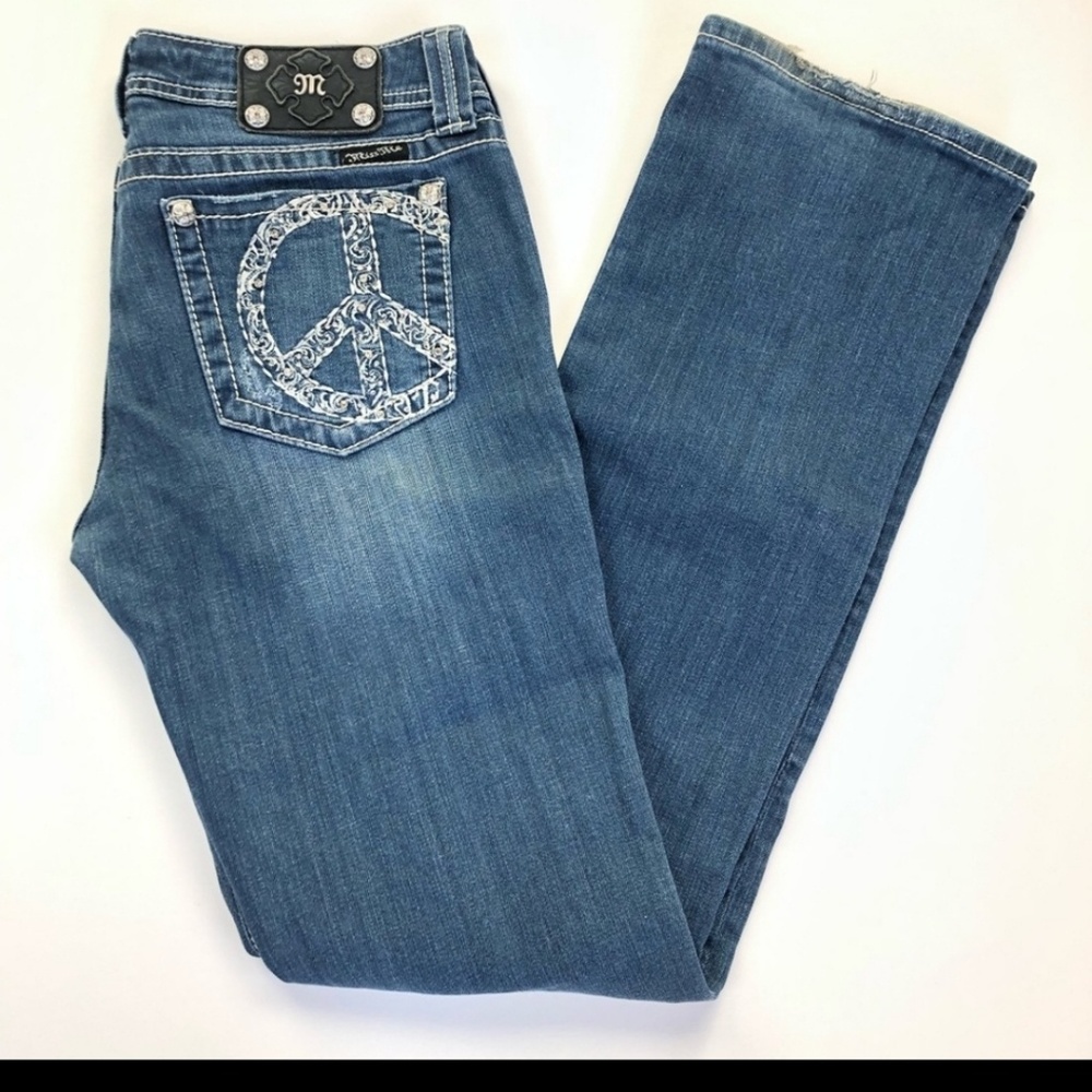 Miss Me Peace Sign Jeans